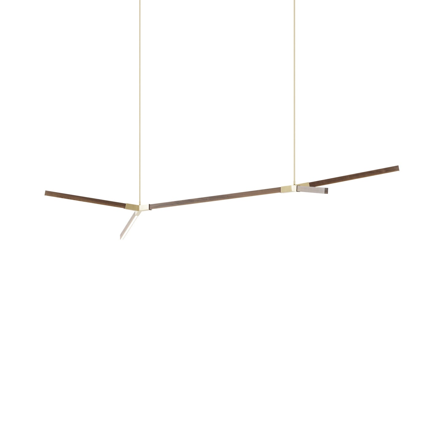 Bough Big Double LED Pendant Light in American Walnut/Brushed Brass.
