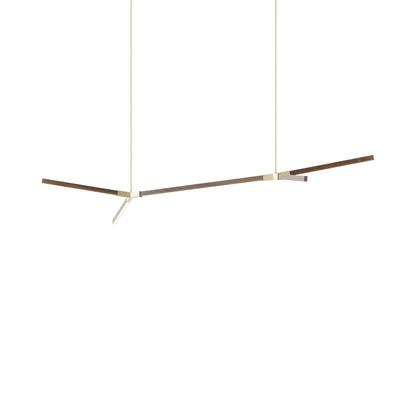 Bough Big Double LED Pendant Light in American Walnut/Brushed Brass.
