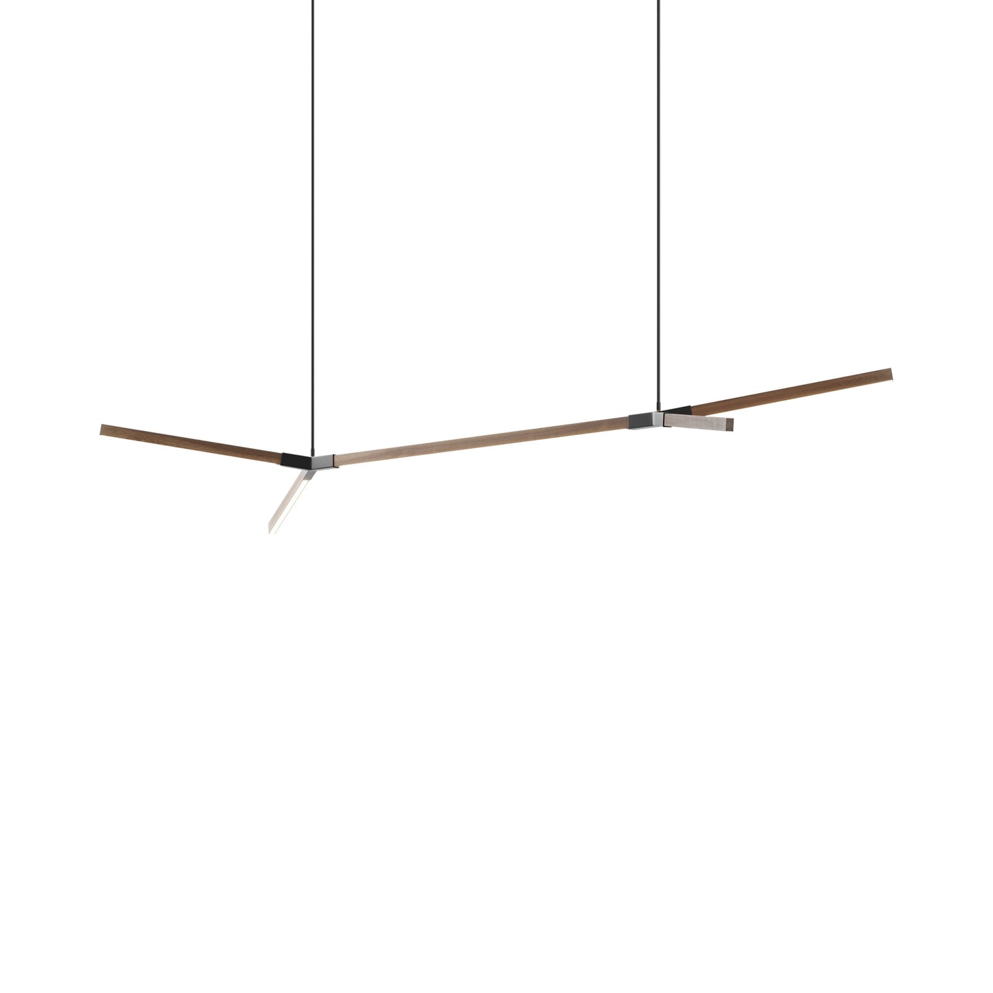 Bough Big Double LED Pendant Light in American Walnut/Matte Black.