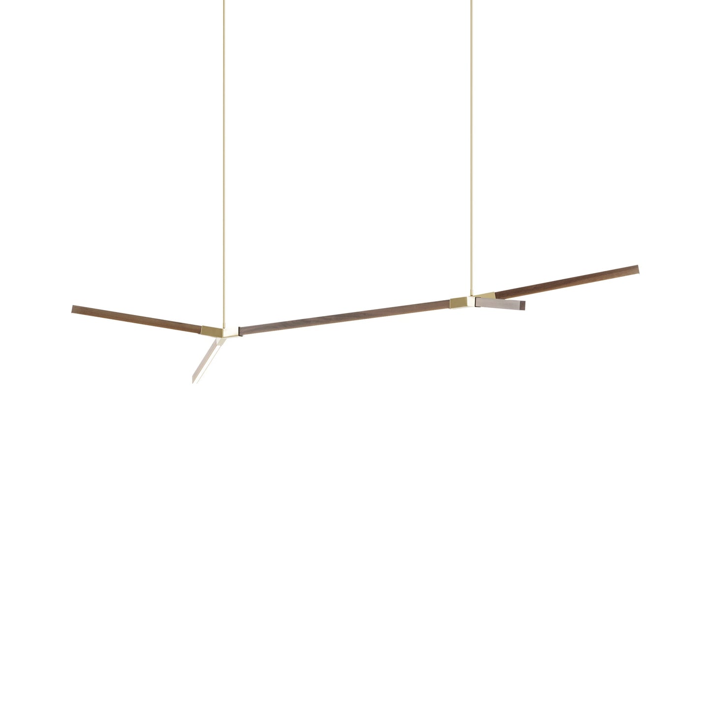 Bough Big Double LED Pendant Light in American Walnut/Polished Brass.