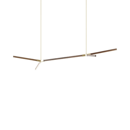 Bough Big Double LED Pendant Light in American Walnut/Polished Brass.