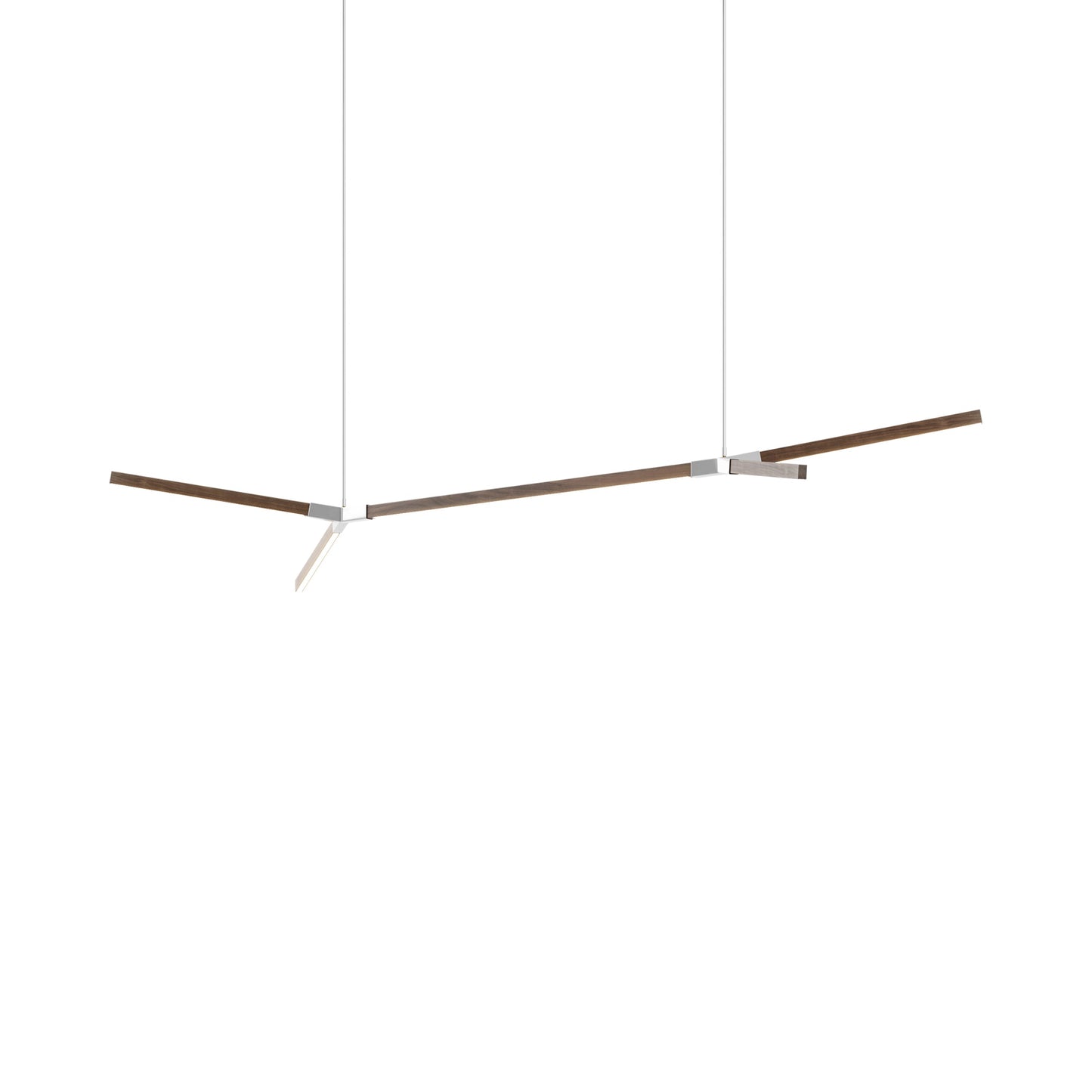 Bough Big Double LED Pendant Light in American Walnut/Polished Nickel.