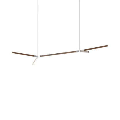 Bough Big Double LED Pendant Light in American Walnut/Polished Nickel.