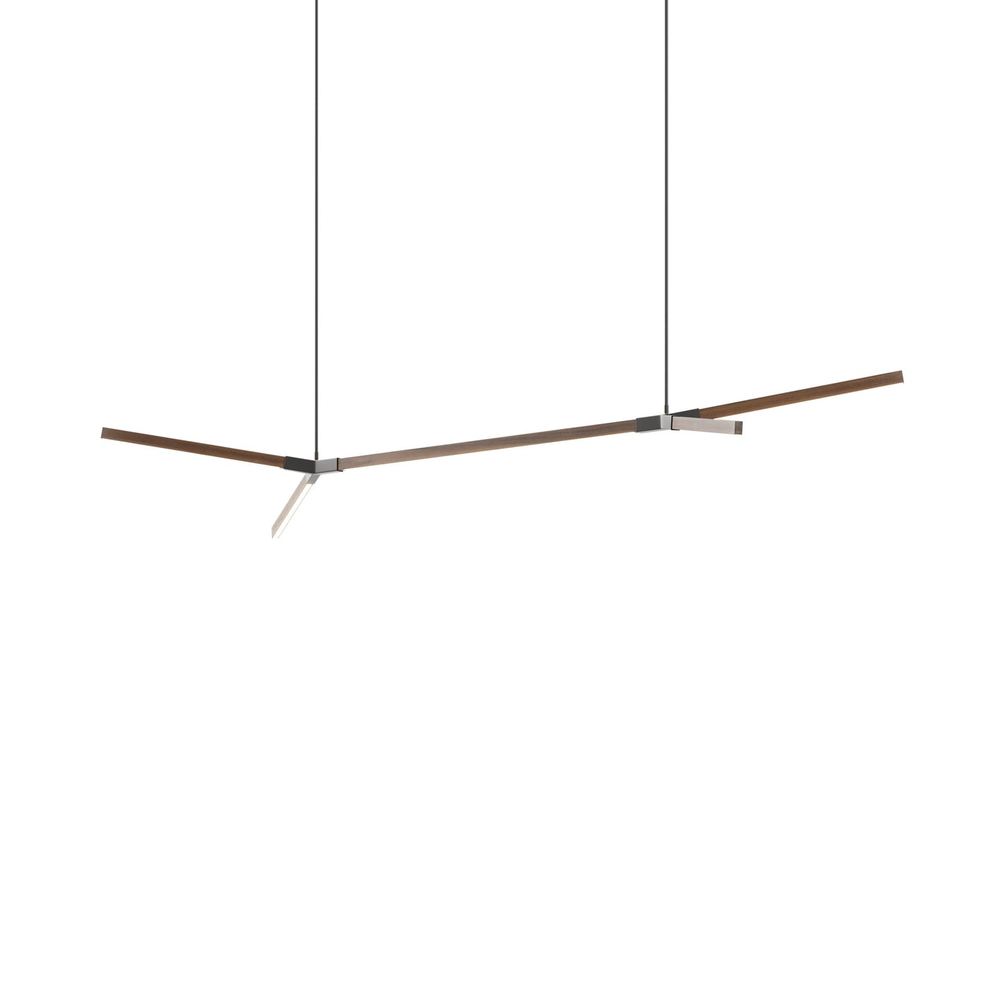 Bough Big Double LED Pendant Light in American Walnut/Slate Grey.