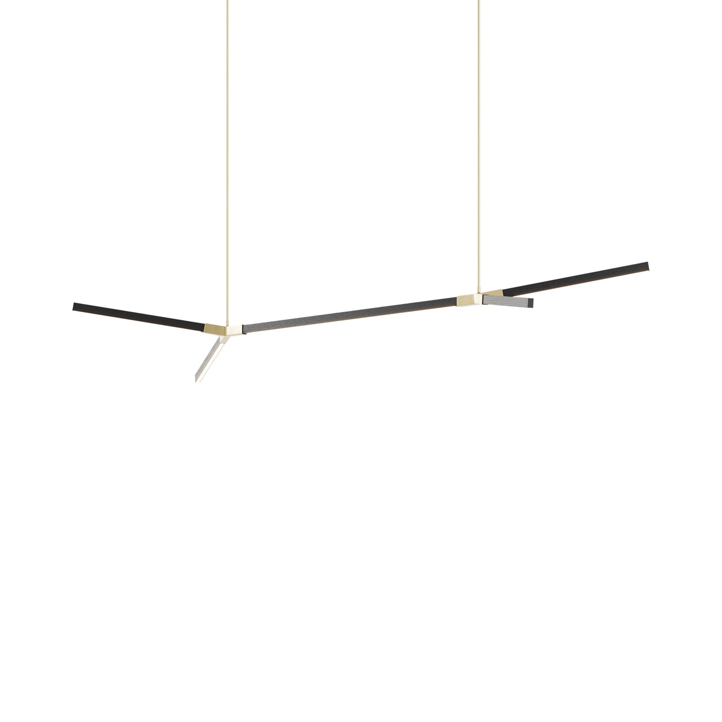Bough Big Double LED Pendant Light in Ebonized Oak/Brushed Brass.