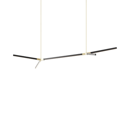 Bough Big Double LED Pendant Light in Ebonized Oak/Brushed Brass.