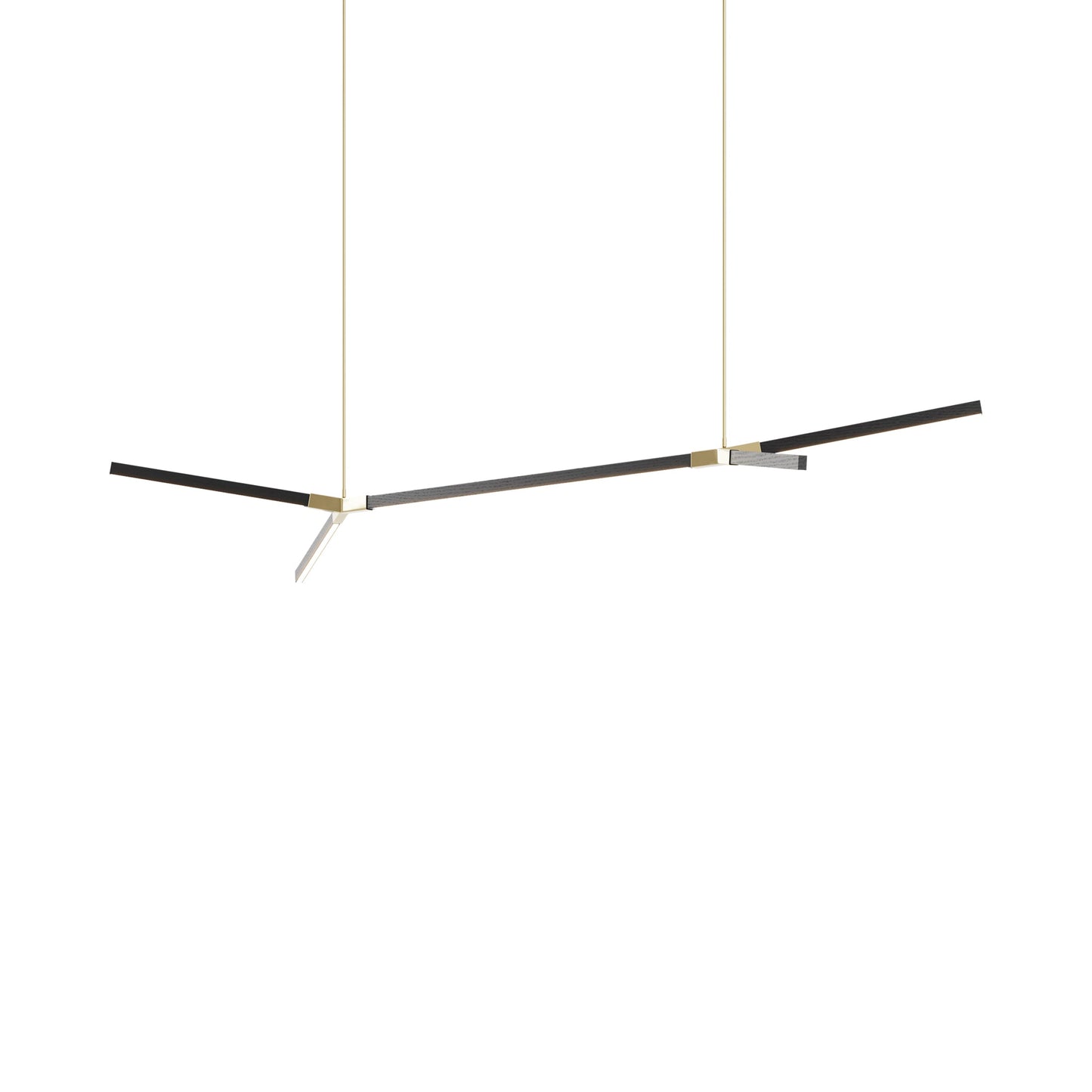 Bough Big Double LED Pendant Light in Ebonized Oak/Polished Brass.