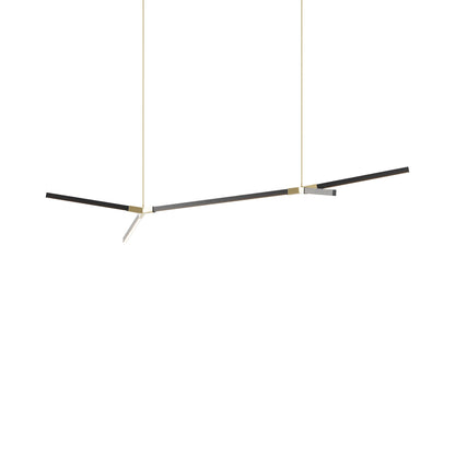 Bough Big Double LED Pendant Light in Ebonized Oak/Polished Brass.