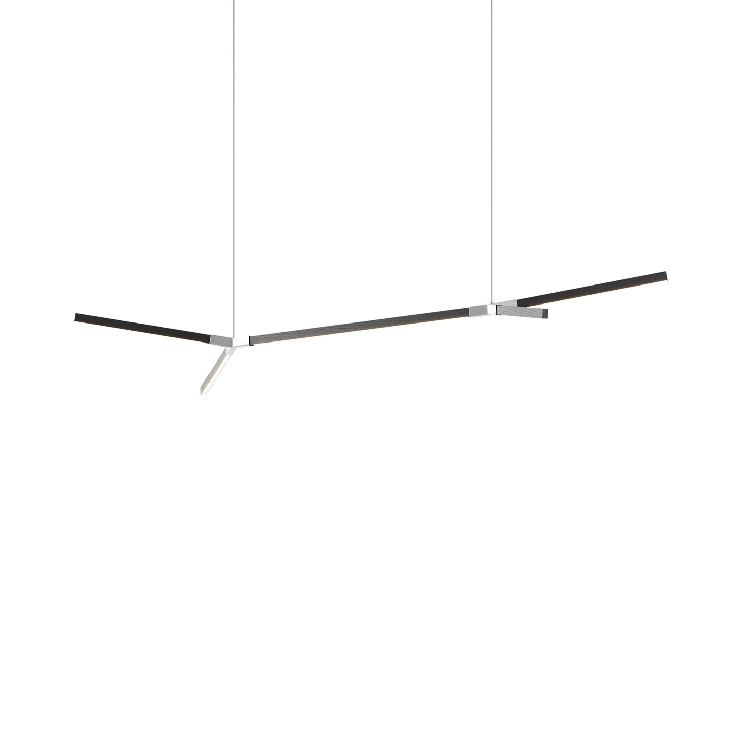 Bough Big Double LED Pendant Light in Ebonized Oak/Polished Nickel.
