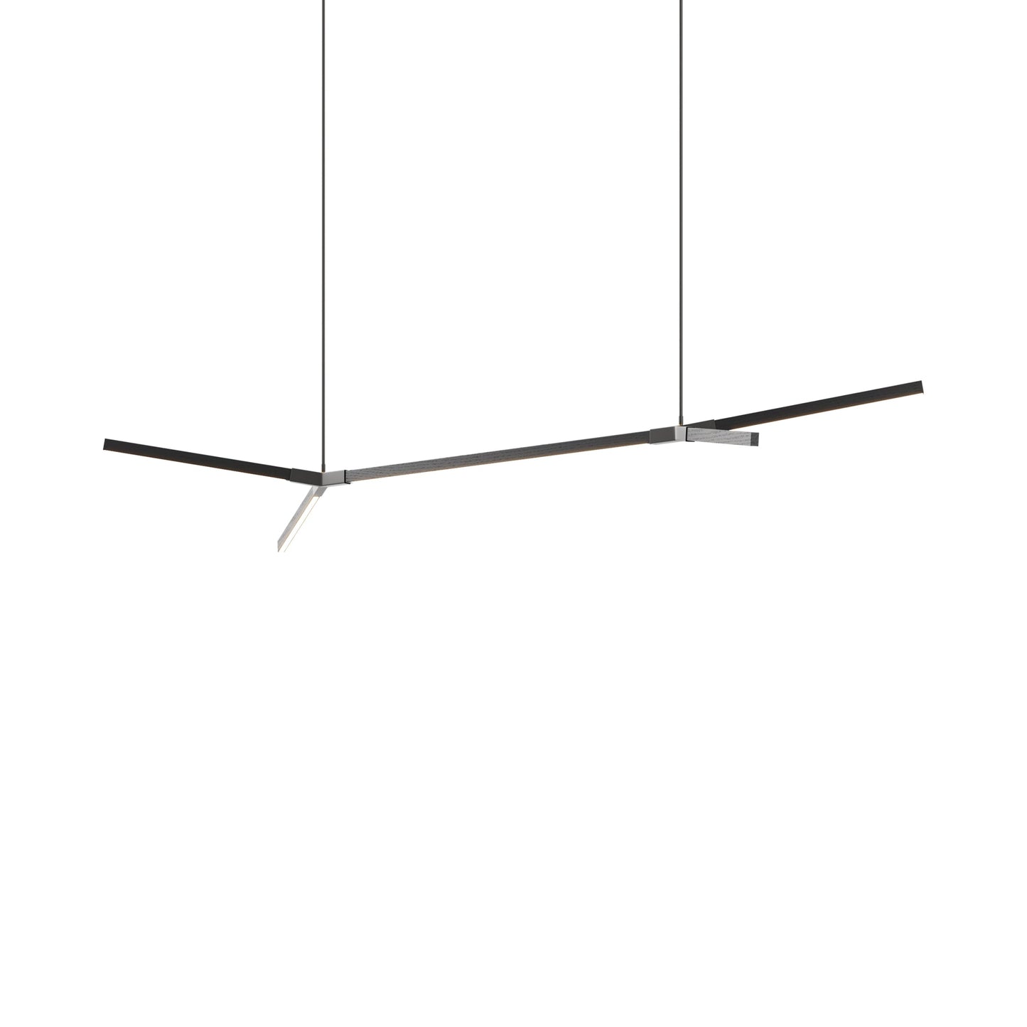 Bough Big Double LED Pendant Light in Ebonized Oak/Slate Grey.