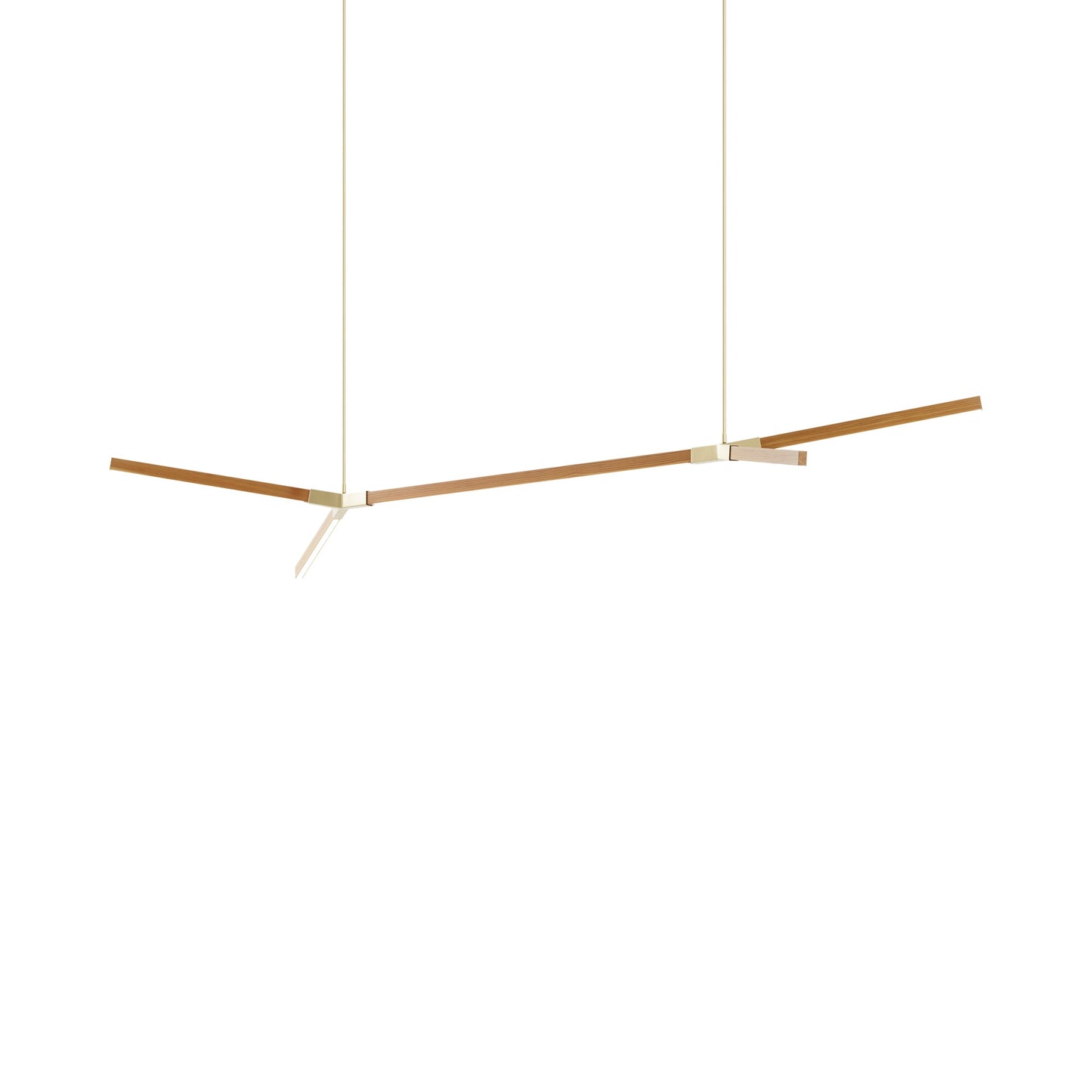 Bough Big Double LED Pendant Light in Heart Pine (Reclaimed)/Brushed Brass.