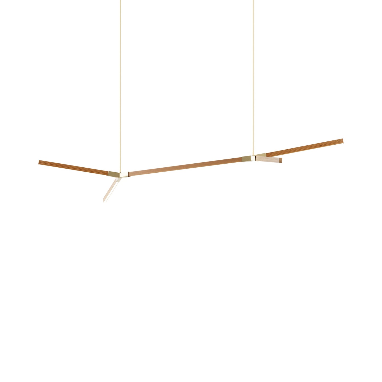 Bough Big Double LED Pendant Light in Heart Pine (Reclaimed)/Polished Brass.