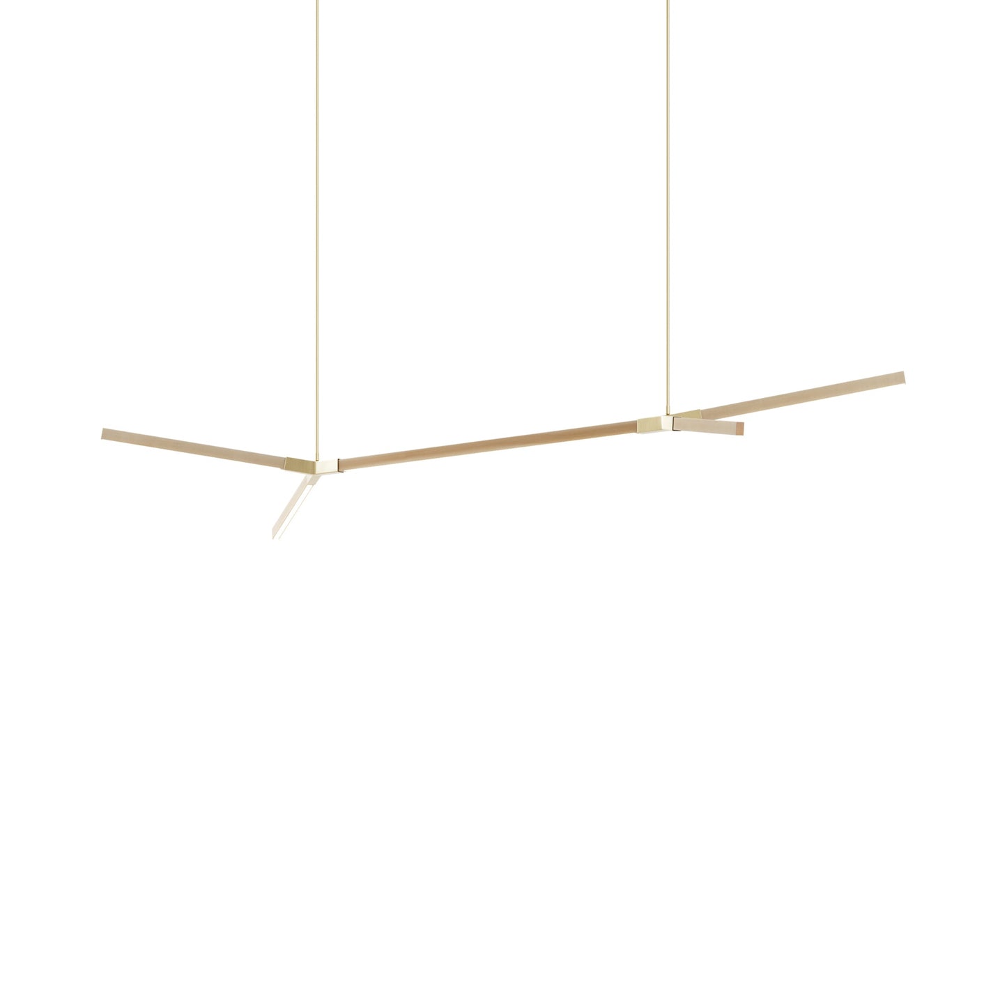 Bough Big Double LED Pendant Light in Maple/Brushed Brass.
