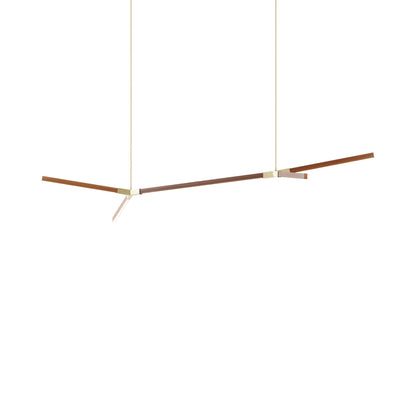 Bough Big Double LED Pendant Light in Water Tower Redwood/Brushed Brass.
