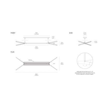 Bough Big Double LED Pendant Light - line drawing.