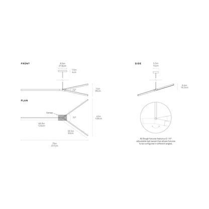 Bough Big LED Pendant Light - line drawing.