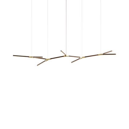 Bough Branching Big LED Chandelier in American Walnut/Brushed Brass.
