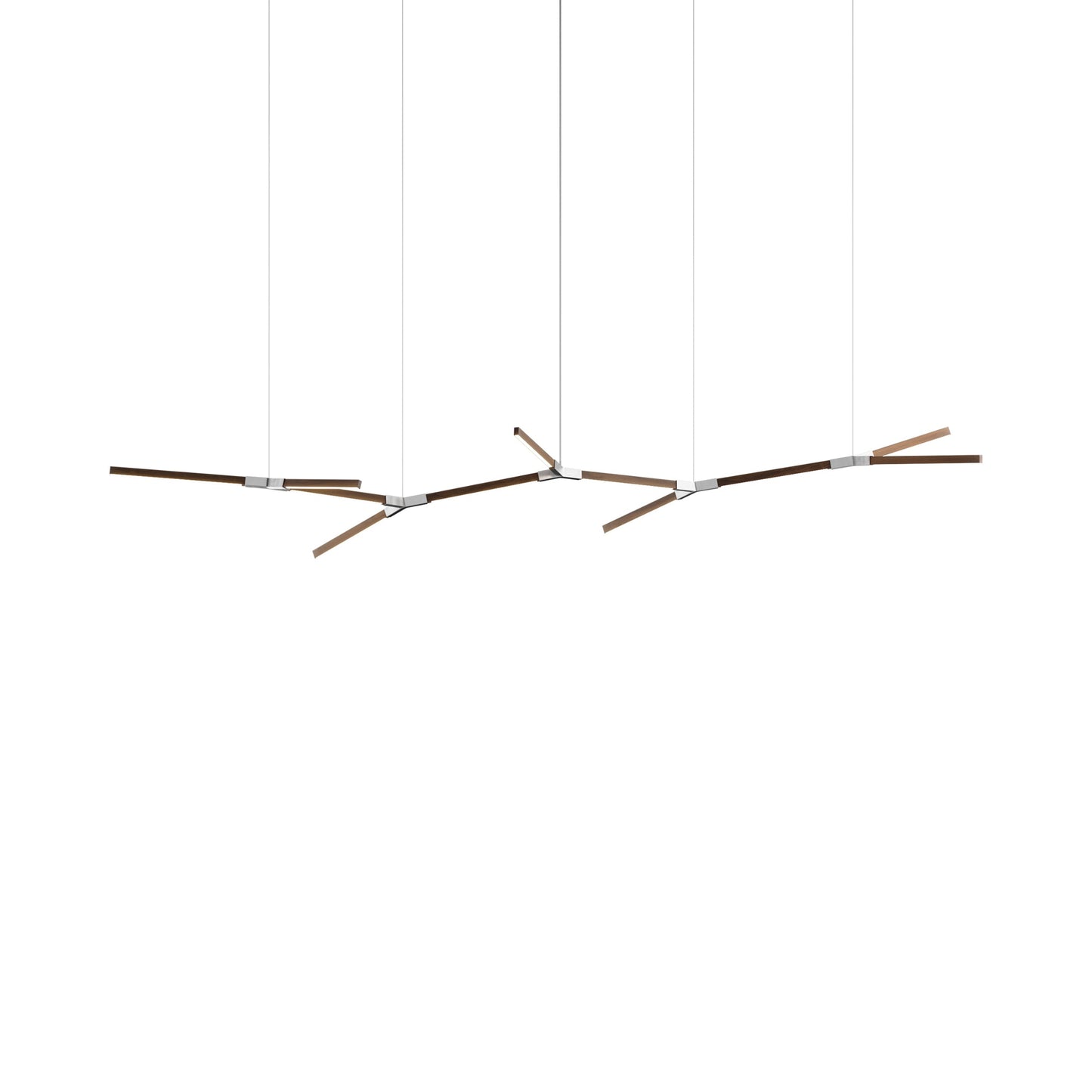 Bough Branching Big LED Chandelier in American Walnut/Brushed Nickel.