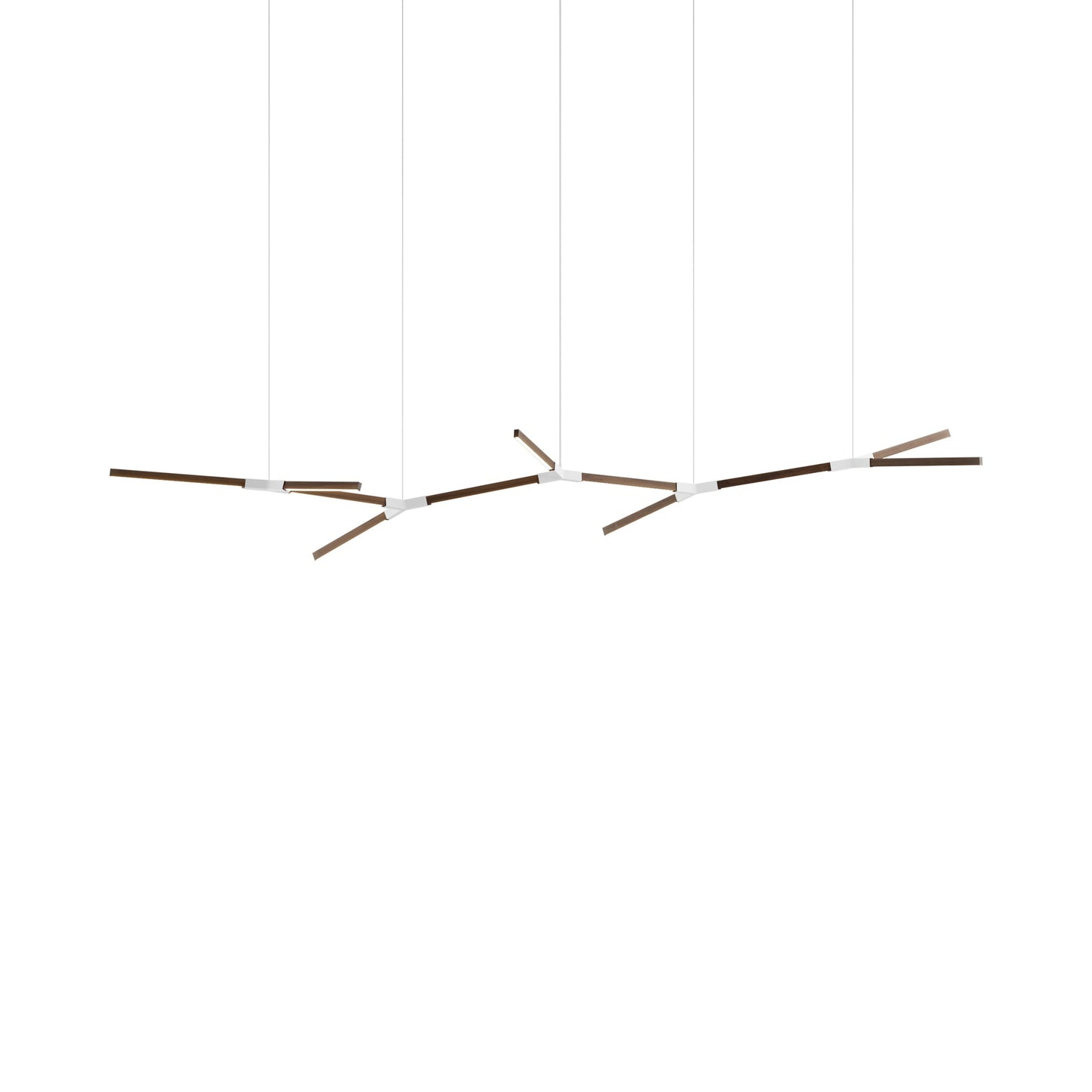 Bough Branching Big LED Chandelier in American Walnut/White.