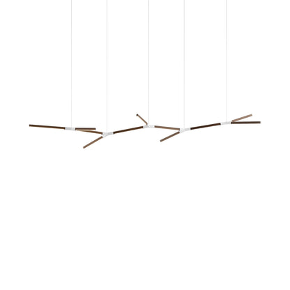 Bough Branching Big LED Chandelier in American Walnut/White.