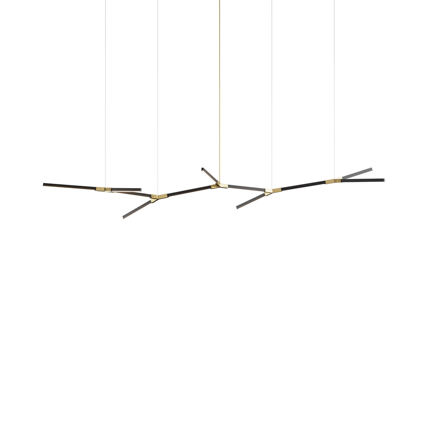Bough Branching Big LED Chandelier in Ebonized Oak/Brushed Brass.