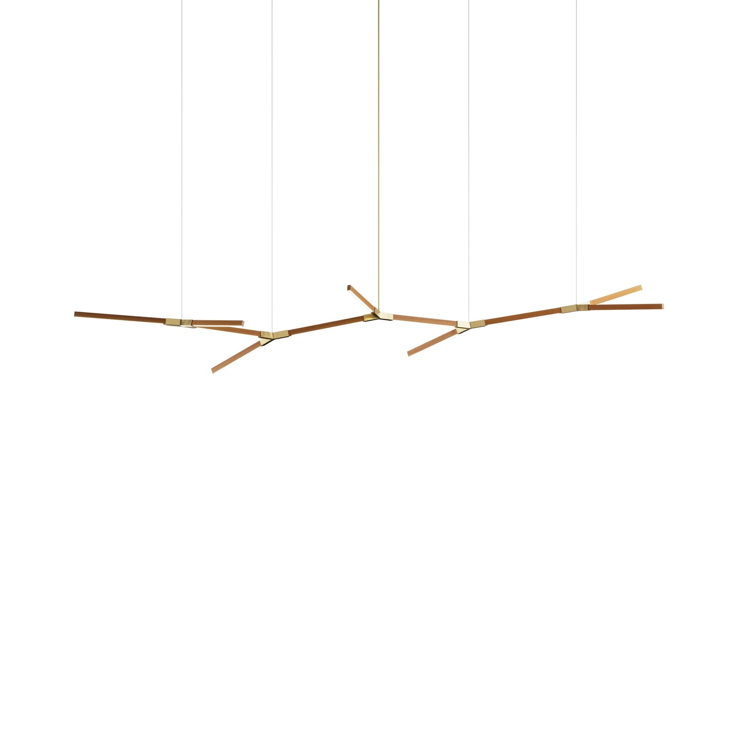 Bough Branching Big LED Chandelier in Heart Pine (Reclaimed)/Brushed Brass.