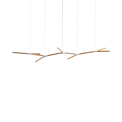 Bough Branching Big LED Chandelier in Heart Pine (Reclaimed)/Brushed Nickel.