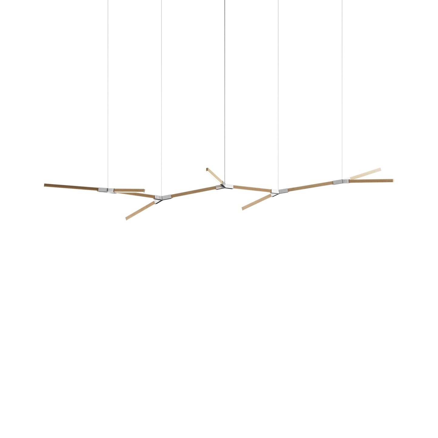 Bough Branching Big LED Chandelier in Maple/Brushed Nickel.