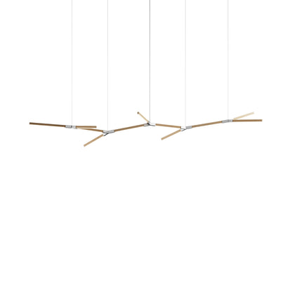 Bough Branching Big LED Chandelier in Maple/Brushed Nickel.