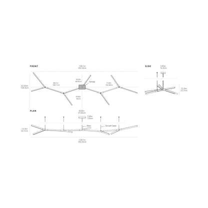 Bough Branching Big LED Chandelier - line drawing.
