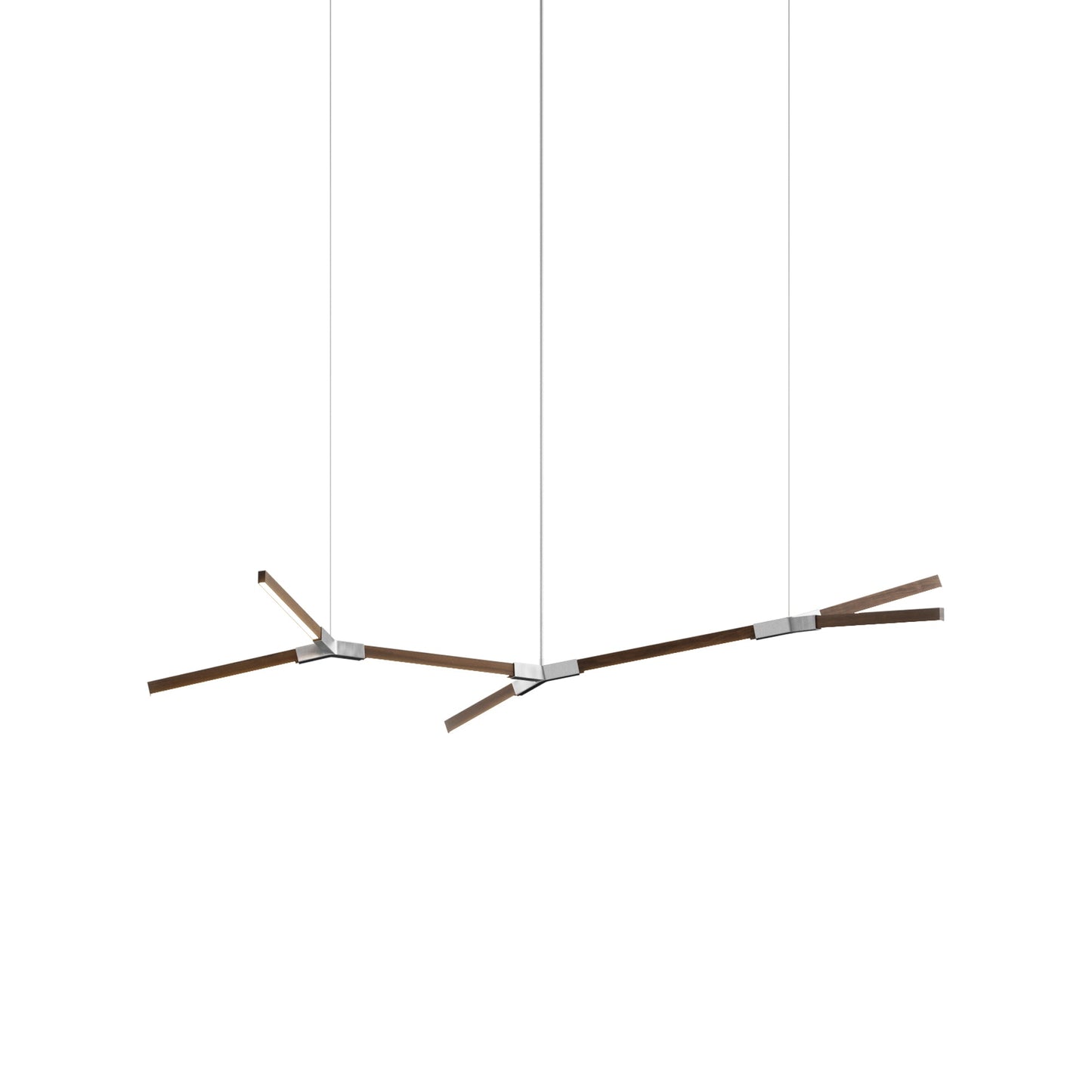 Bough Branching Little LED Chandelier in American Walnut/Brushed Nickel.