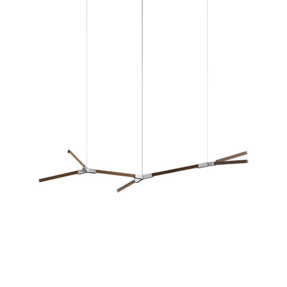 Bough Branching Little LED Chandelier in American Walnut/Brushed Nickel.