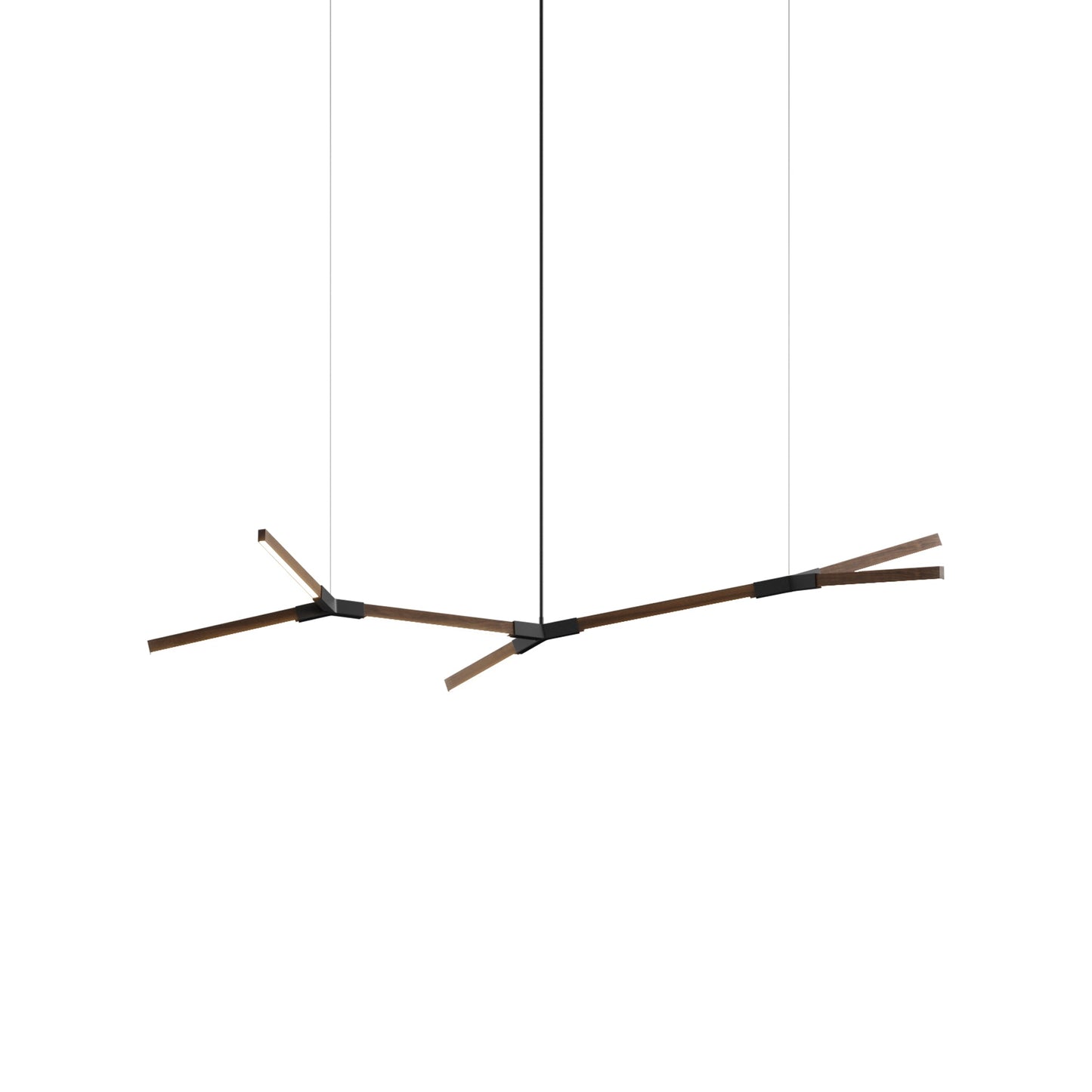 Bough Branching Little LED Chandelier in American Walnut/Matte Black.