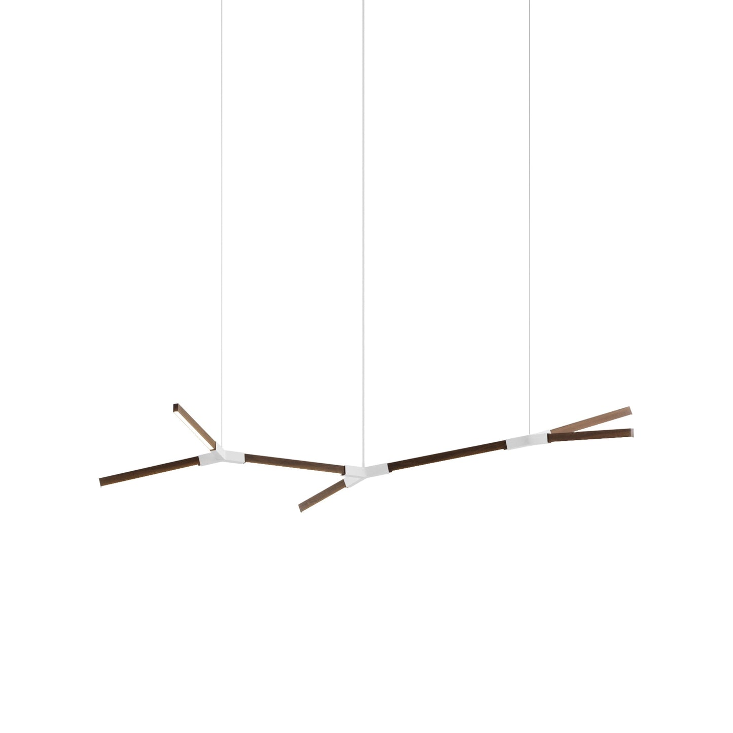 Bough Branching Little LED Chandelier in American Walnut/White.