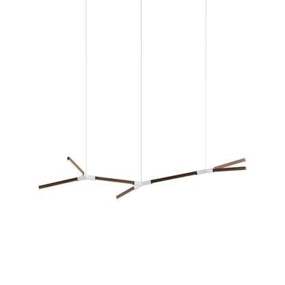 Bough Branching Little LED Chandelier in American Walnut/White.