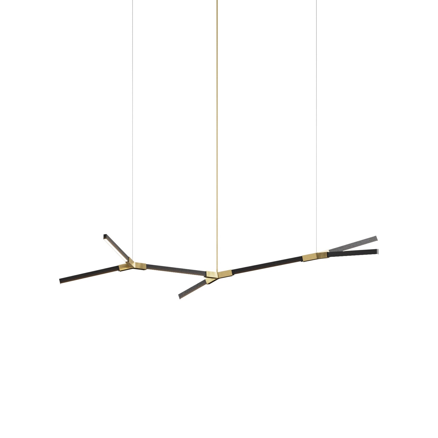 Bough Branching Little LED Chandelier in Ebonized Oak/Brushed Brass.