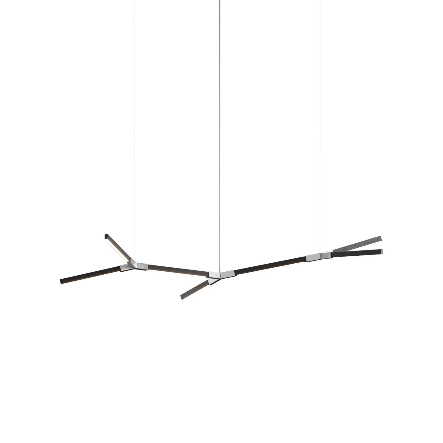Bough Branching Little LED Chandelier in Ebonized Oak/Brushed Nickel.