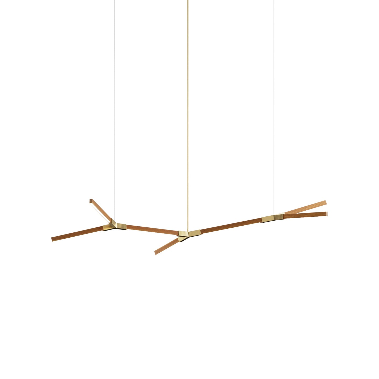 Bough Branching Little LED Chandelier in Heart Pine (Reclaimed)/Brushed Brass.