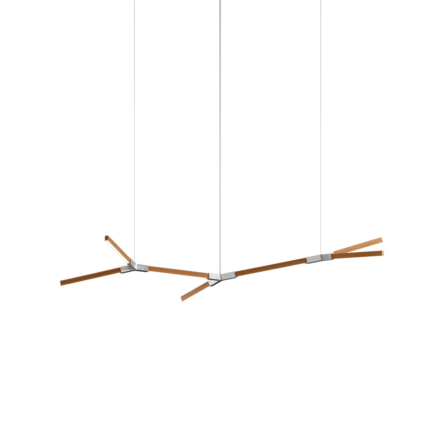 Bough Branching Little LED Chandelier in Heart Pine (Reclaimed)/Brushed Nickel.