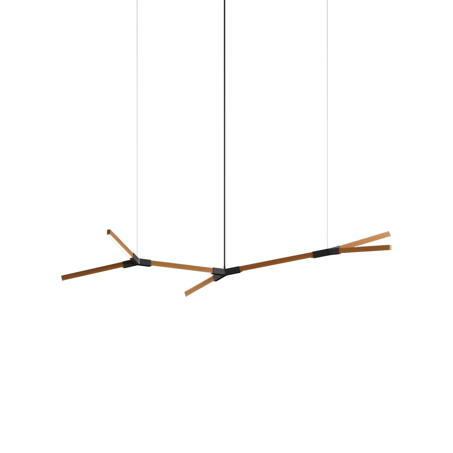 Bough Branching Little LED Chandelier in Heart Pine (Reclaimed)/Matte Black.