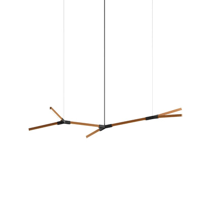 Bough Branching Little LED Chandelier in Heart Pine (Reclaimed)/Matte Black.