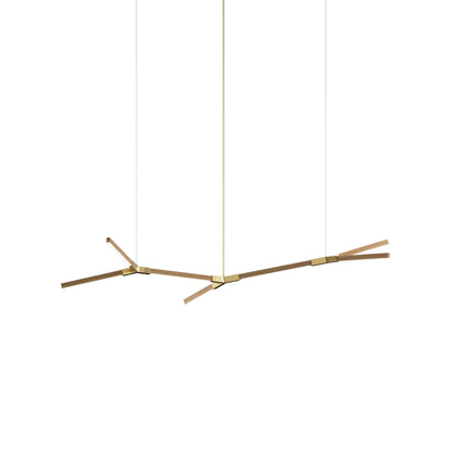 Bough Branching Little LED Chandelier in Maple/Brushed Brass.
