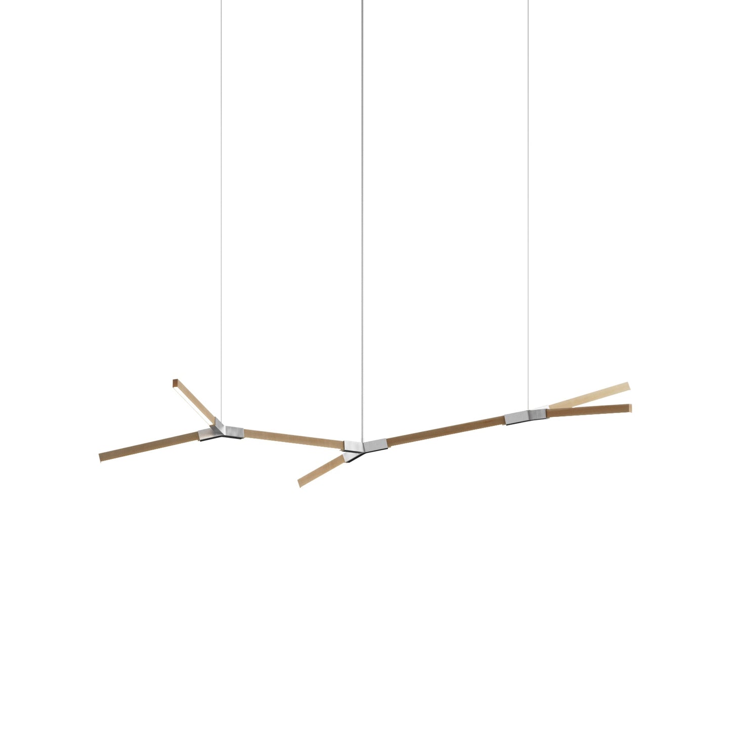 Bough Branching Little LED Chandelier in Maple/Brushed Nickel.