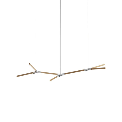 Bough Branching Little LED Chandelier in Maple/Brushed Nickel.