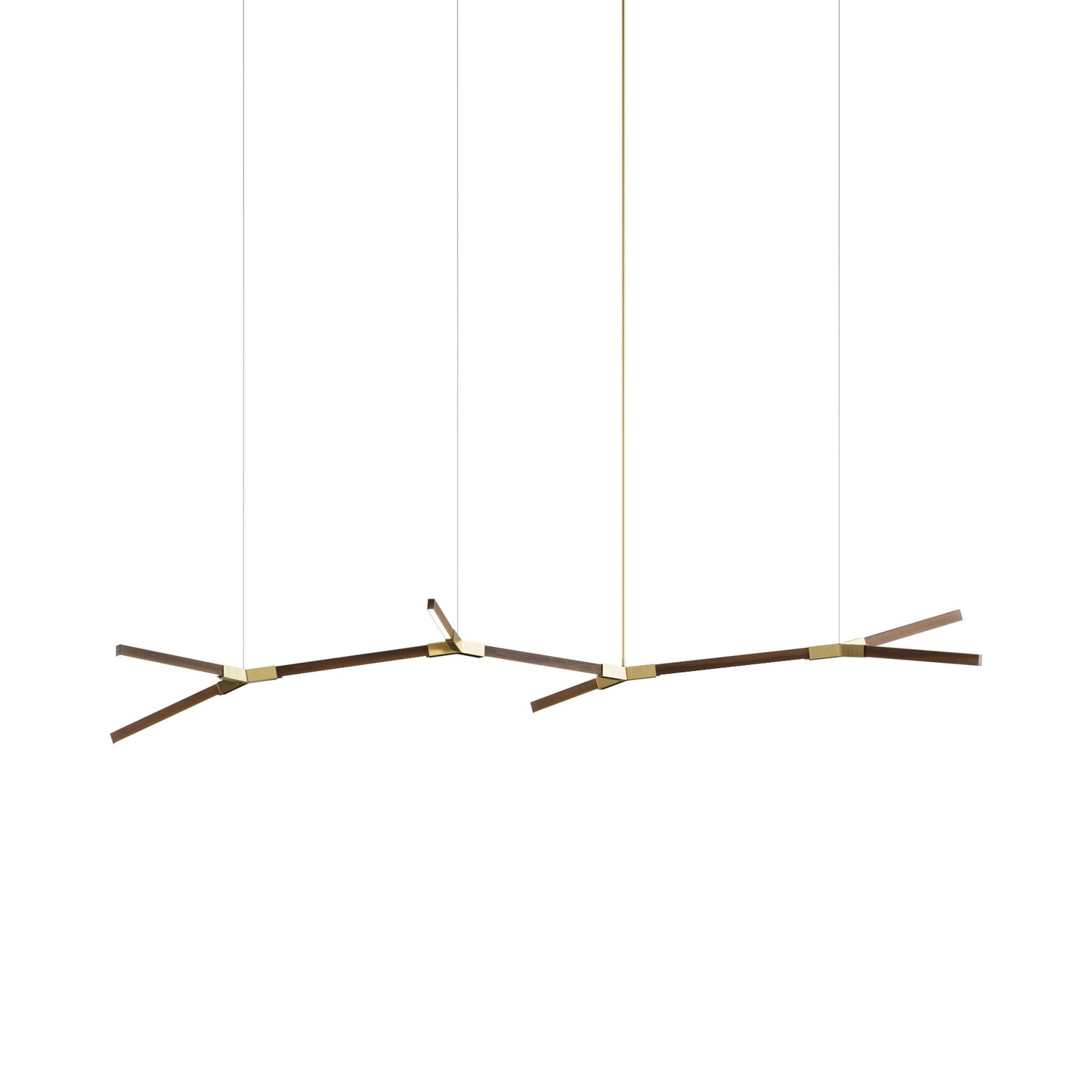 Bough Branching Middle LED Chandelier in American Walnut/Brushed Brass.