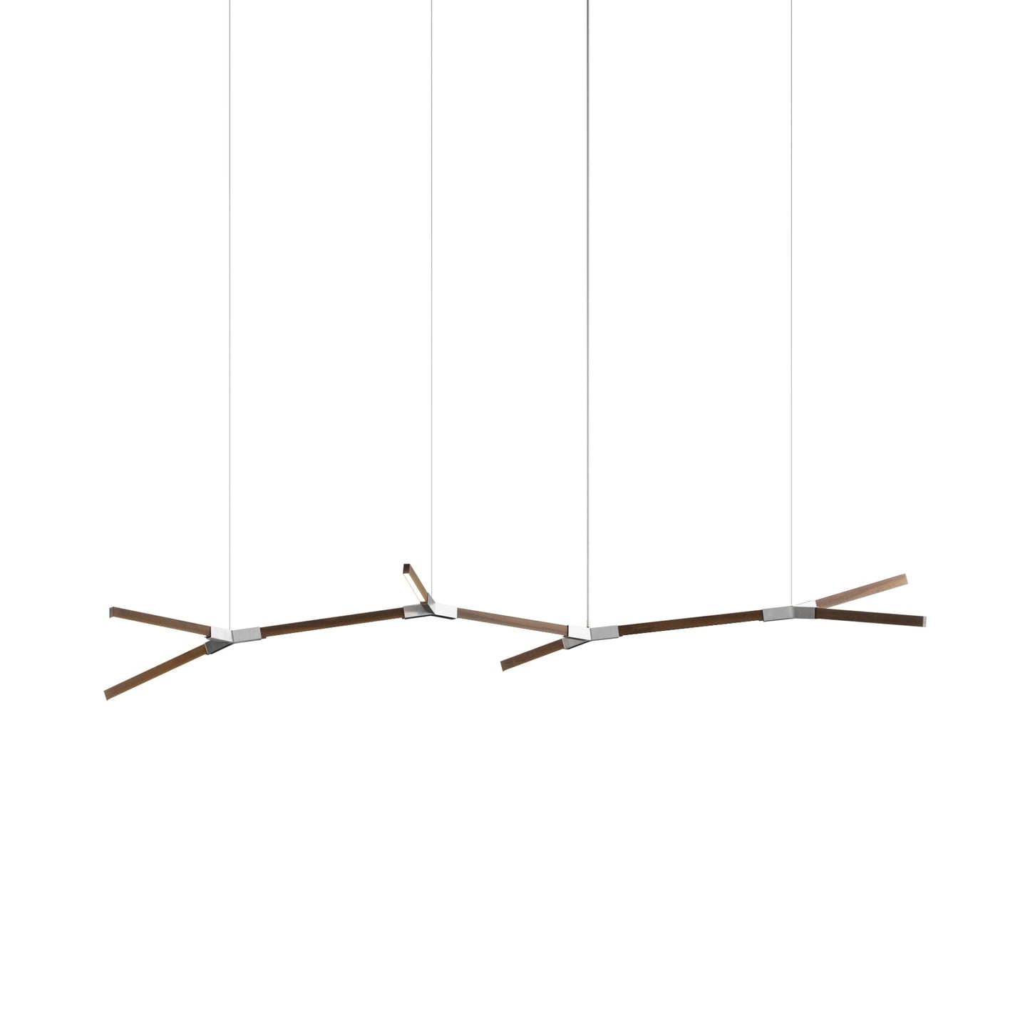 Bough Branching Middle LED Chandelier in American Walnut/Brushed Nickel.