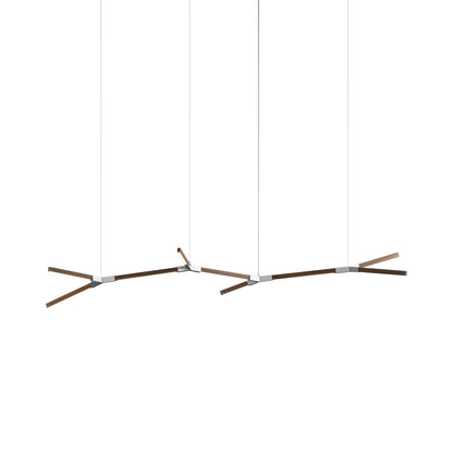 Bough Branching Middle LED Chandelier in American Walnut/Brushed Nickel.