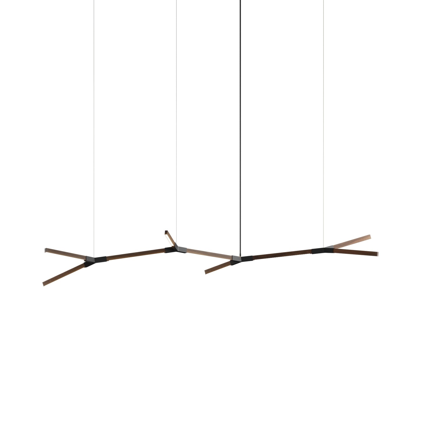 Bough Branching Middle LED Chandelier in American Walnut/Matte Black.