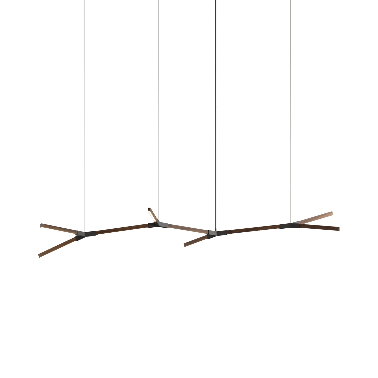 Bough Branching Middle LED Chandelier in American Walnut/Slate Grey.