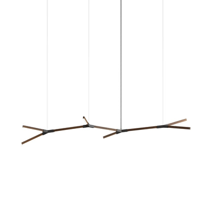 Bough Branching Middle LED Chandelier in American Walnut/Slate Grey.